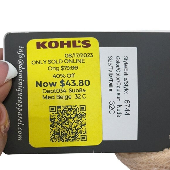 Dominique Womens Lace Longline Strapless Bra Bustier 32C Beige Adj Back Closure - Picture 8 of 11